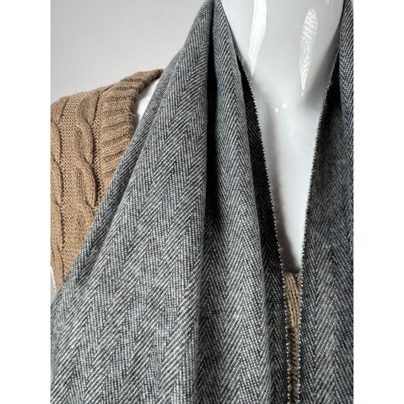 Pierre Cardin Vintage  Fine Muffler Cashmillon Acrylic Scarf W/ Black Fringe Gra - Picture 3 of 10